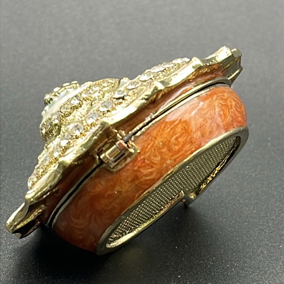 Nautilus shell enamel and rhinestone trinket box 2 x. 2.5 inches beachy colors - Picture 9 of 14